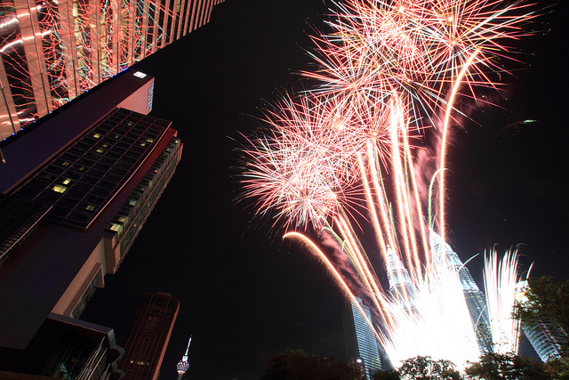 Fireworks Display near the Petronas Towers