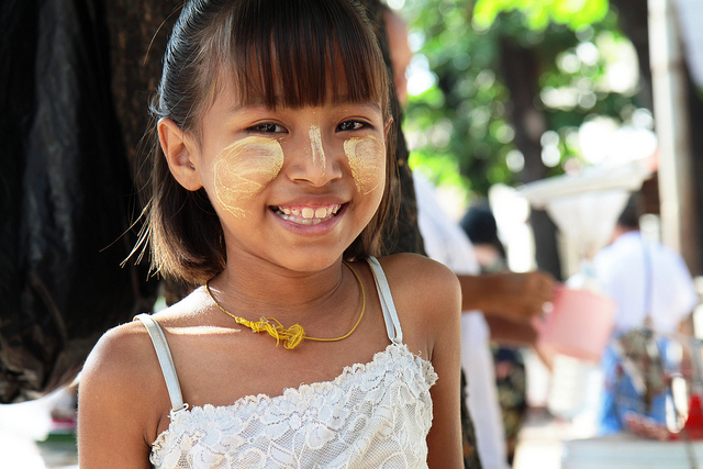 A young Burmese girl with "thanaka"